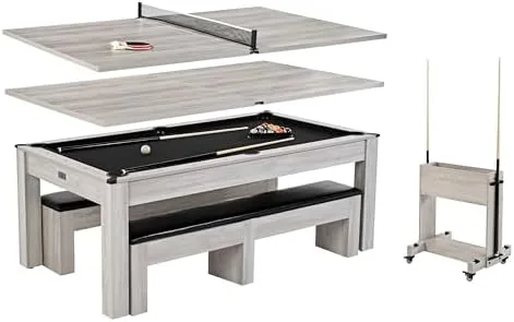 barrington billiards monteray gray 7 ft pool table 3 in 1 dining ping pong